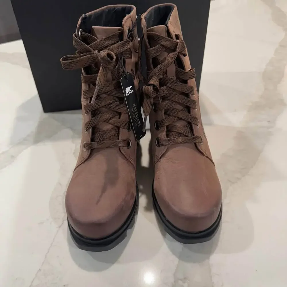 Sorel NWT Joan of Arctic Wedge III Lexie Boots Womens 8 Brown/Black Ankle Bootie - Picture 2 of 9